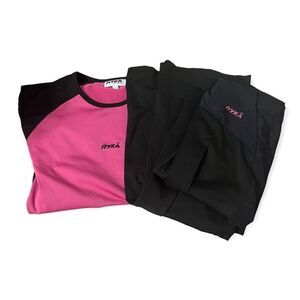 Ryka S pants t shirt matching set pink black small women’s flare vintage EUC